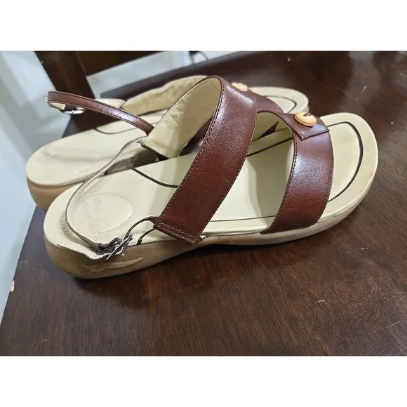 Dansko Sling Back Open Toe Womens Sandal Shoes Sz 38 Or US 8 Brown Leather - Picture 3 of 9